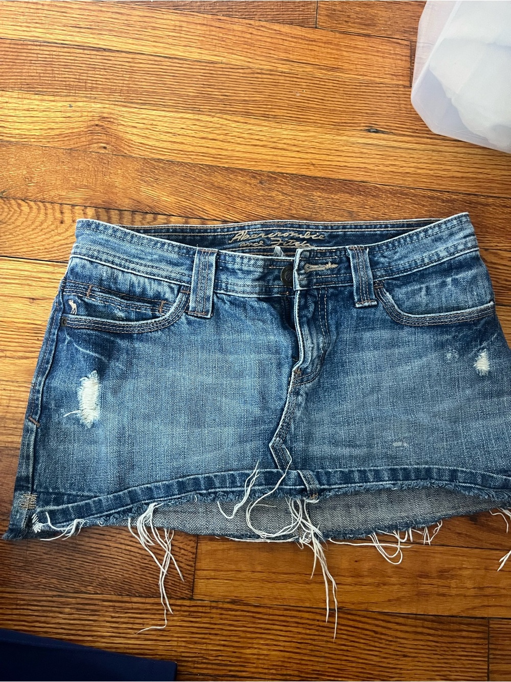 Abercrombie & Fitch Distressed Blue Denim Mini Skirt